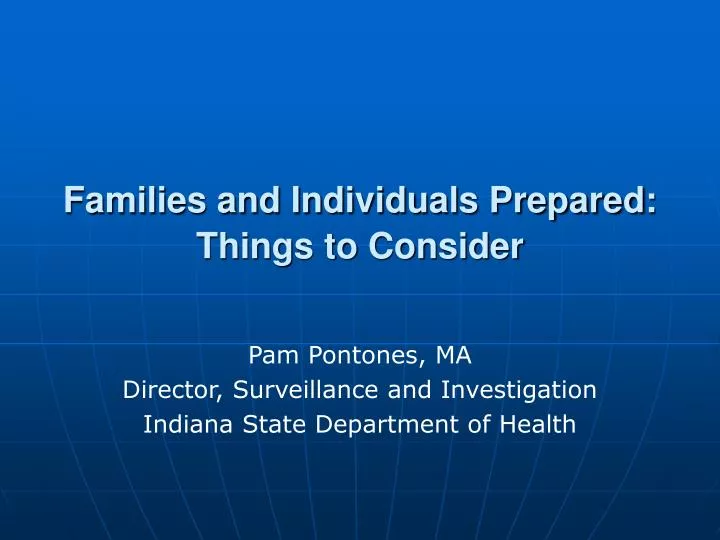 families and individuals prepared things to consider
