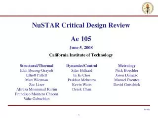 NuSTAR Critical Design Review Ae 105 June 5, 2008 California Institute of Technology