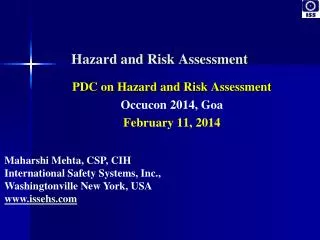 PDC on Hazard and Risk Assessment Occucon 2014