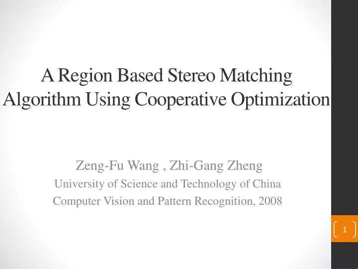 a region based stereo matching algorithm using cooperative optimization