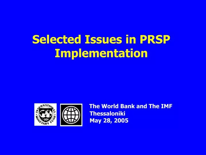 selected issues in prsp implementation