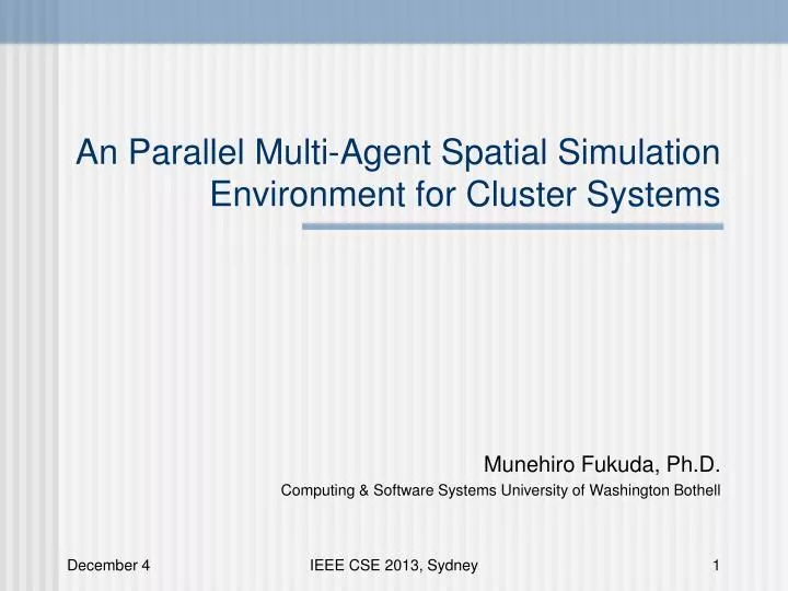an parallel multi agent spatial simulation environment for cluster systems