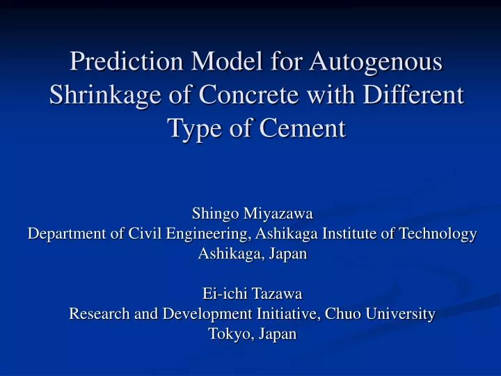 prediction model for autogenous shrinkage of concrete with different type of cement