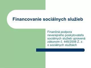 financovanie soci lnych slu ieb