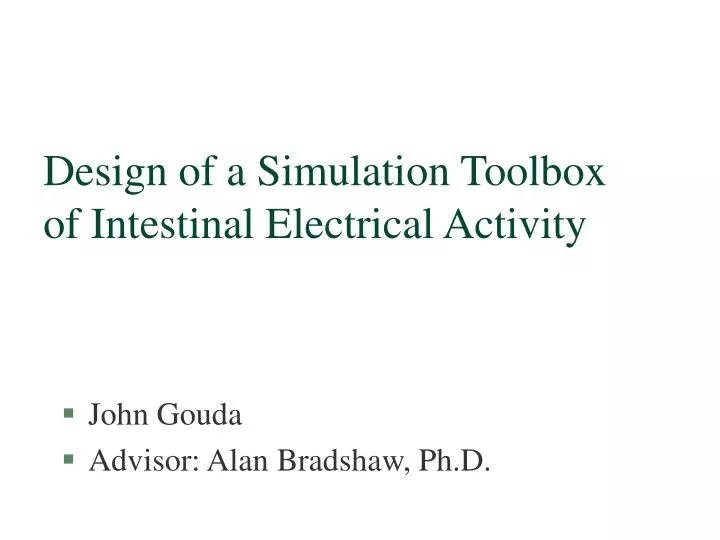 design of a simulation toolbox of intestinal electrical activity