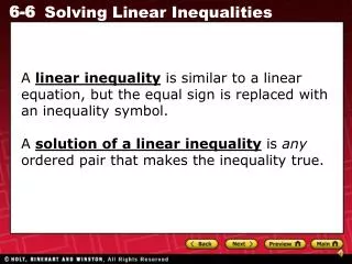 Tell whether the ordered pair is a solution of the inequality.