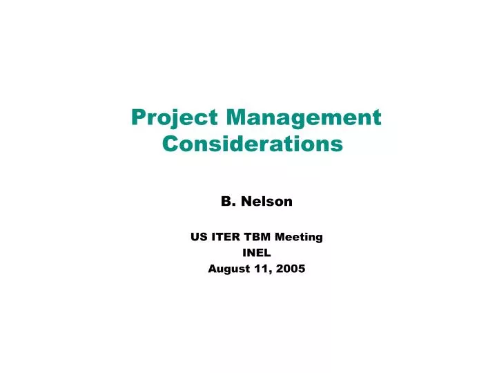 project management considerations
