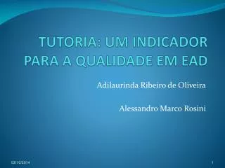 tutoria um indicador para a qualidade em ead