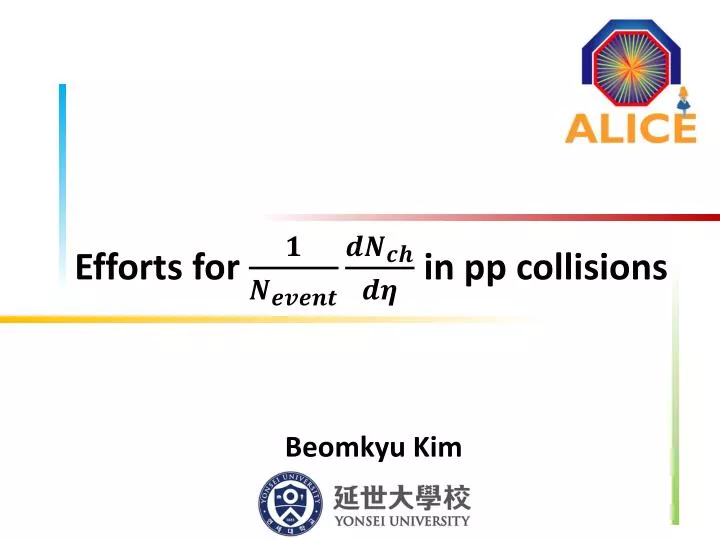 efforts for in pp collisions