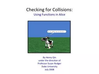 Checking for Collisions: Using Functions in Alice