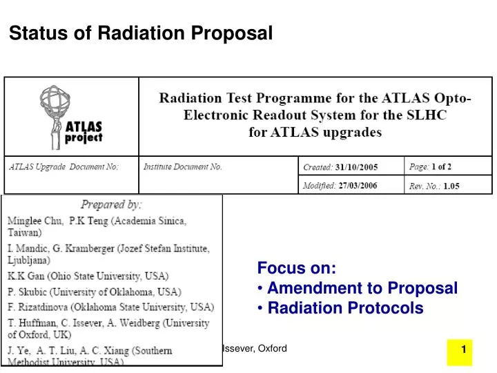 status of radiation proposal
