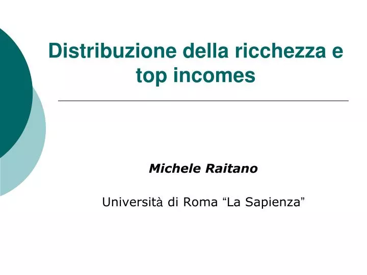 distribuzione della ricchezza e top incomes