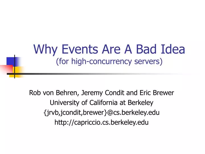 why events are a bad idea for high concurrency servers