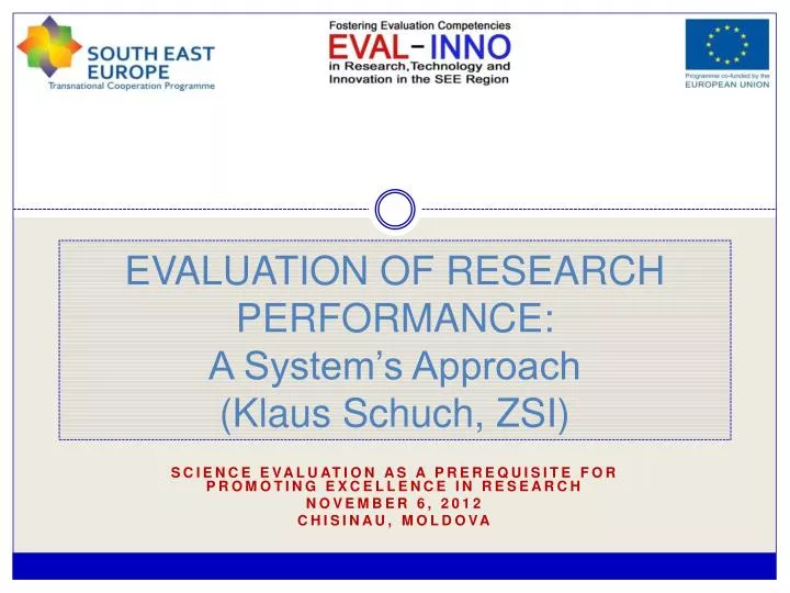 evaluation of research performance a system s approach klaus schuch zsi