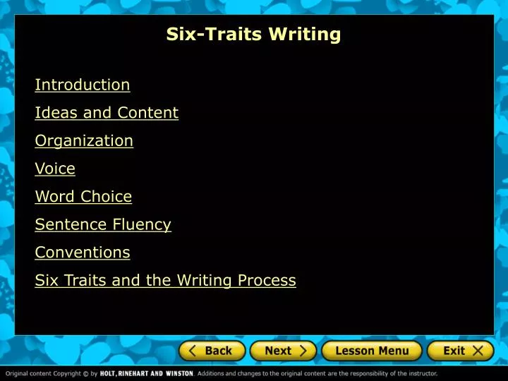 six traits writing