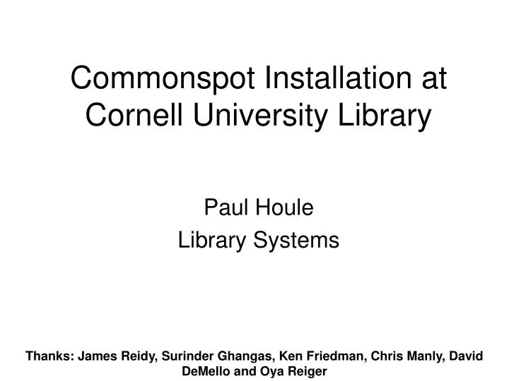 commonspot installation at cornell university library