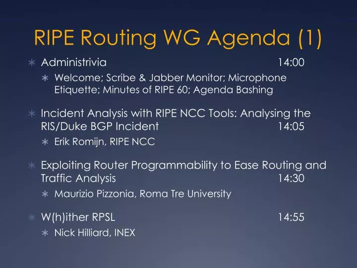 ripe routing wg agenda 1