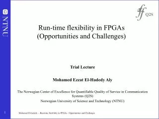 Run-time flexibility in FPGAs (Opportunities and Challenges)