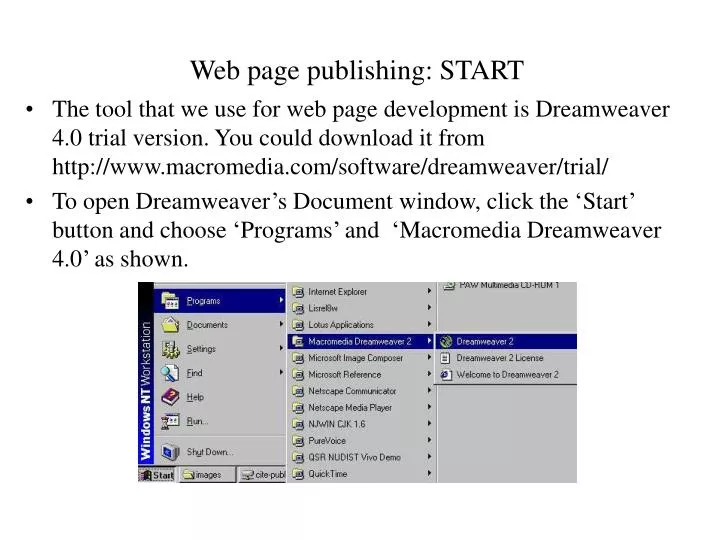 web page publishing start