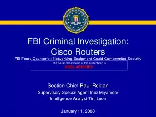 FBI Criminal Investigation: Cisco Routers