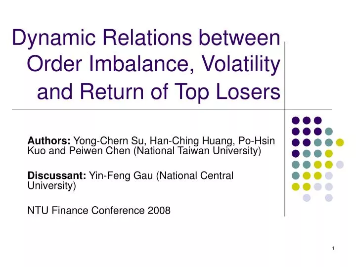 dynamic relations between order imbalance volatility and return of top losers