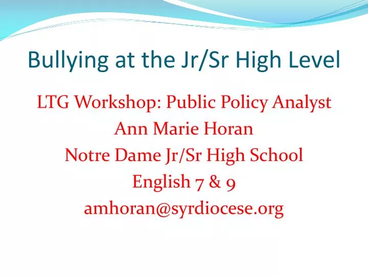 bullying at the jr sr high level
