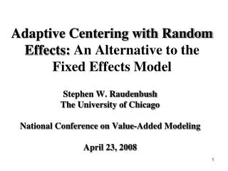 Adaptive Centering with Random Effects: An Alternative to the Fixed Effects Model