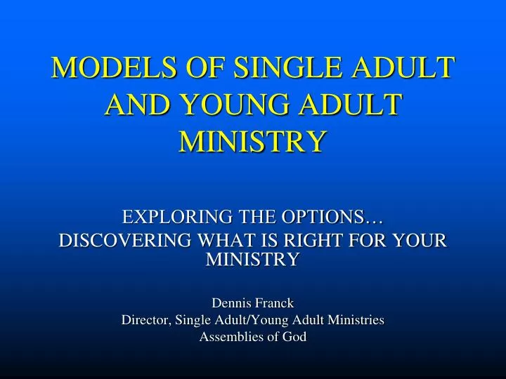 models of single adult and young adult ministry