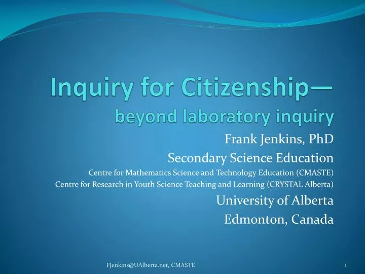 inquiry for citizenship beyond laboratory inquiry
