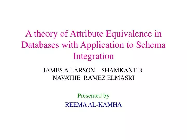 a theory of attribute equivalence in databases with application to schema integration