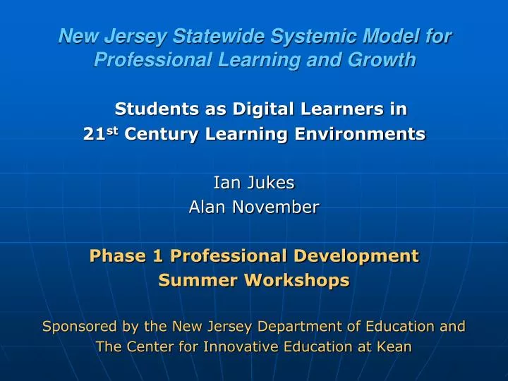 new jersey statewide systemic model for professional learning and growth