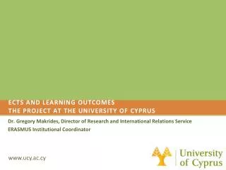 ECTS and learning outcomes the project at the university of cyprus