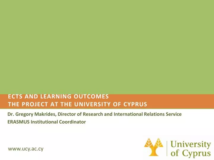 ects and learning outcomes the project at the university of cyprus
