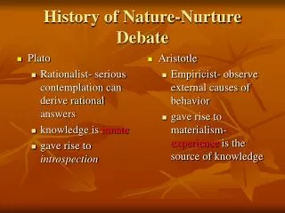 History of Nature-Nurture Debate