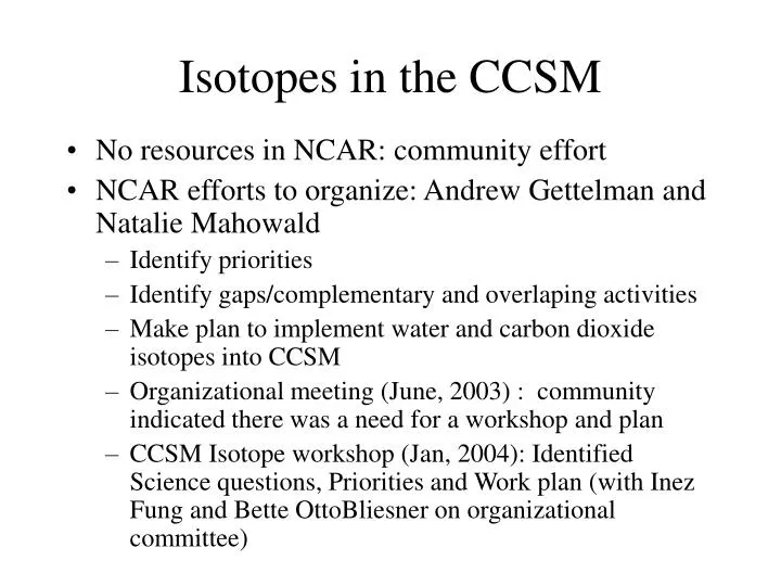 isotopes in the ccsm