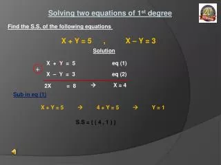 Solving two equations of 1 st degree