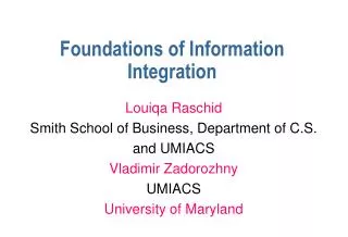 Foundations of Information Integration