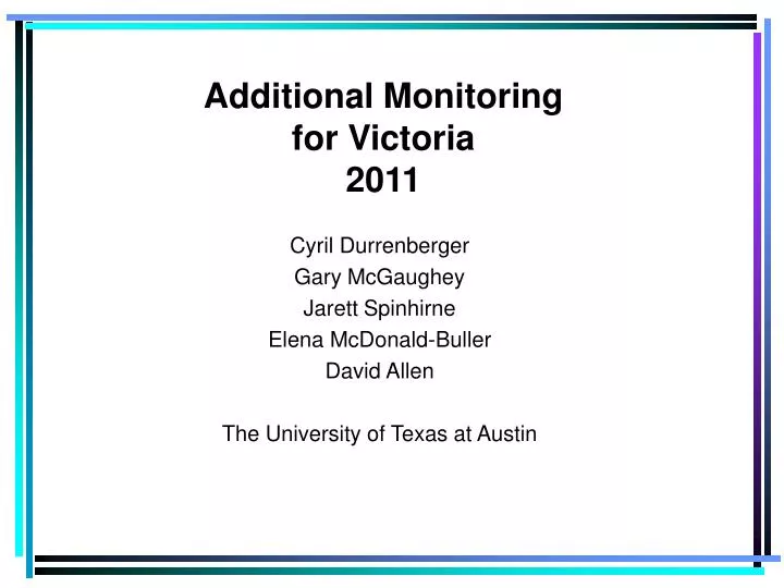 additional monitoring for victoria 2011