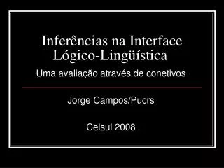 infer ncias na interface l gico ling stica