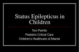 status epilepticus in children