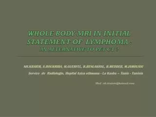 whole body mri in initial statement of lymphoma an alternative to pet ct