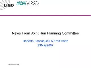 News From Joint Run Planning Committee