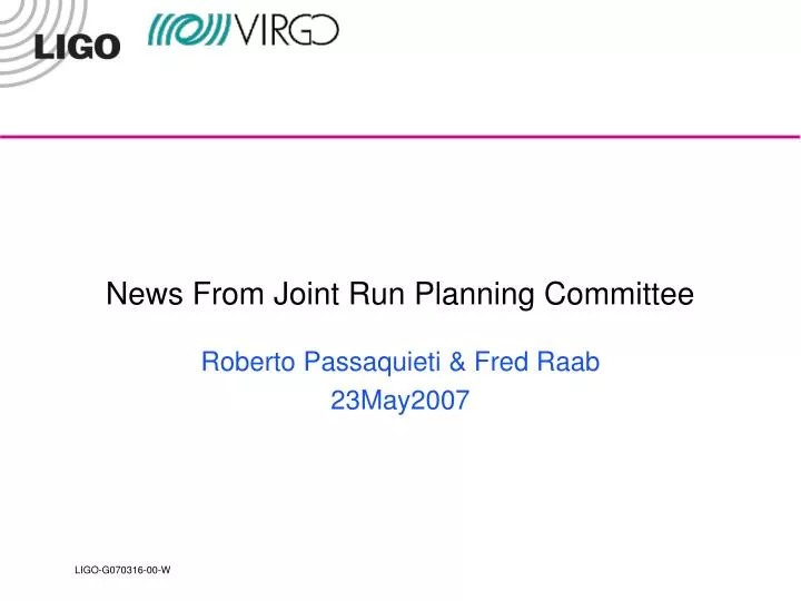news from joint run planning committee
