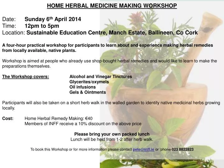 Workshops to learn how to identify medicinal plants and use them