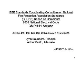 IEEE Standards Coordinating Committee on National Fire Protection Association Standards