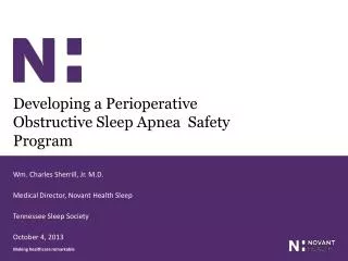 Developing a Perioperative Obstructive Sleep Apnea Safety Program