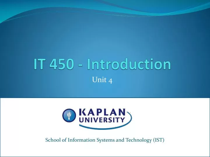 it 450 introduction