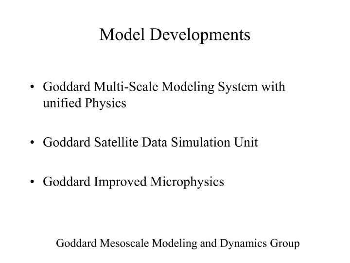 model developments