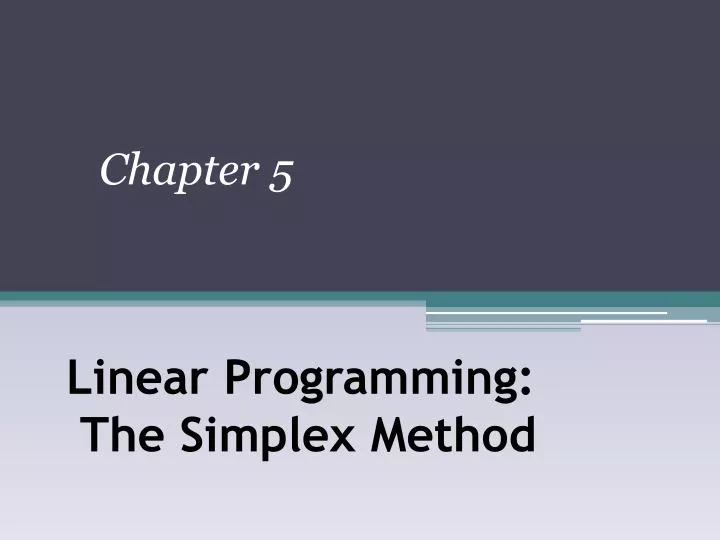 linear programming the simplex method