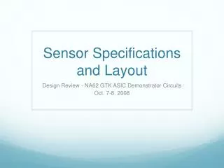 Sensor Specifications and Layout